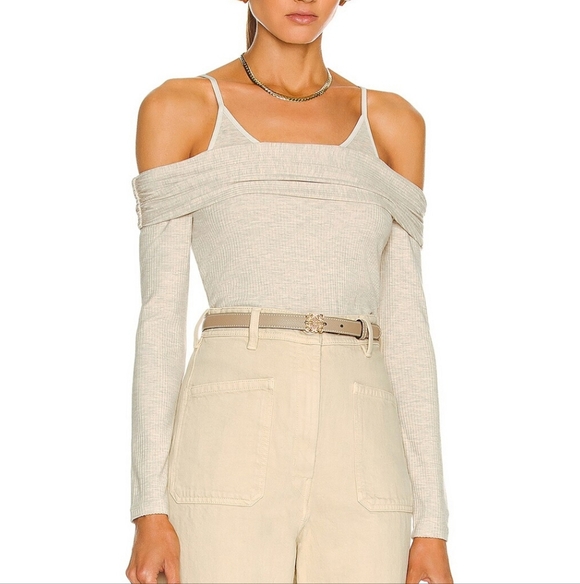 Jonathan Simkhai Standard Piper Off The Shoulder Top In Marble - Picture 2 of 15